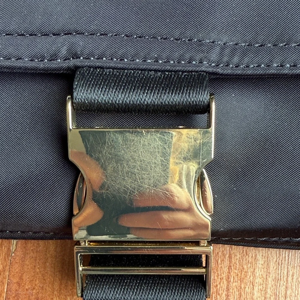 NWT DKNY Black Yugo Crossbody Bag Donna Karan New York Designer Gold Buckle Chic